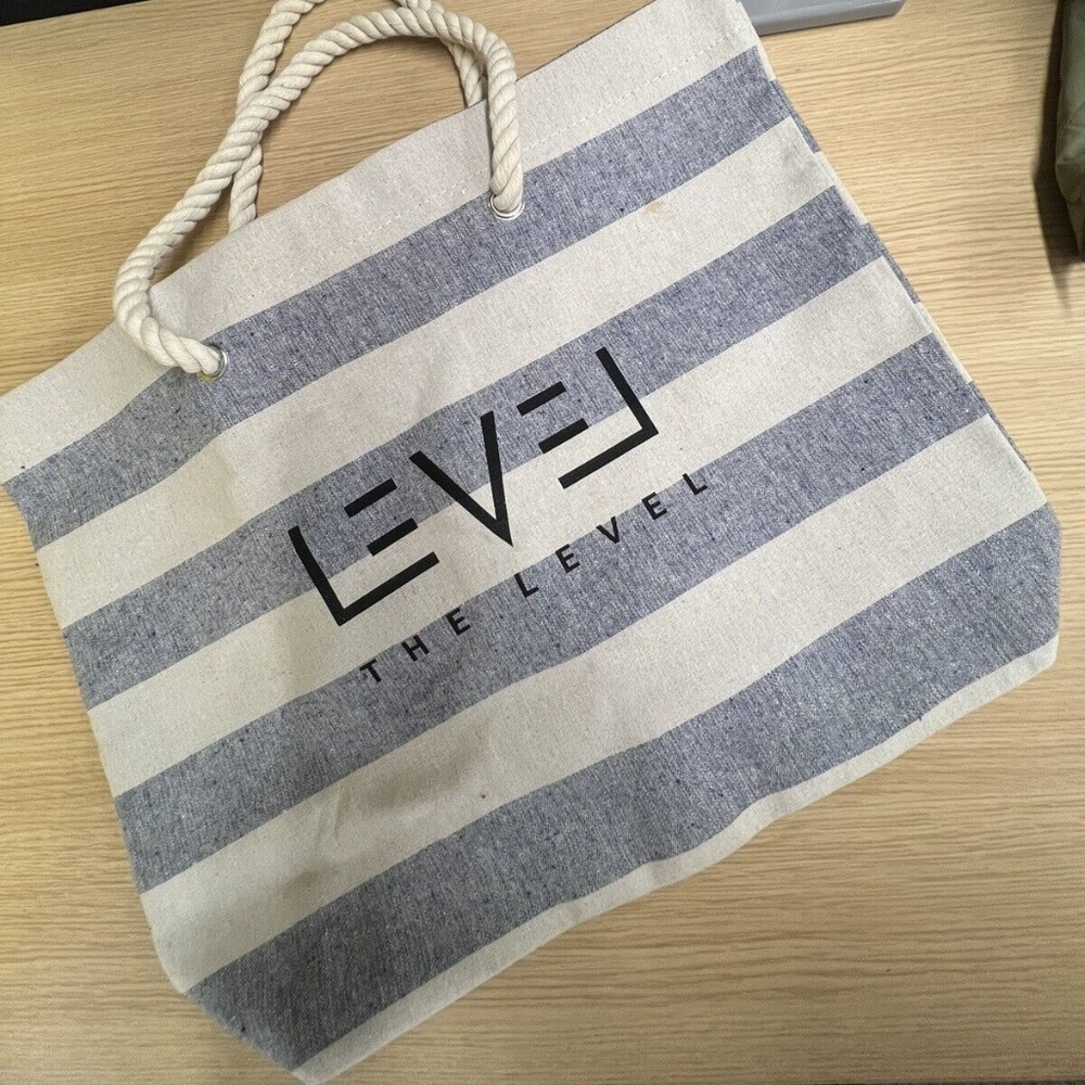 New Blue Melia Resort LEVEL Canvas Travel Beach Tote Bag - Large